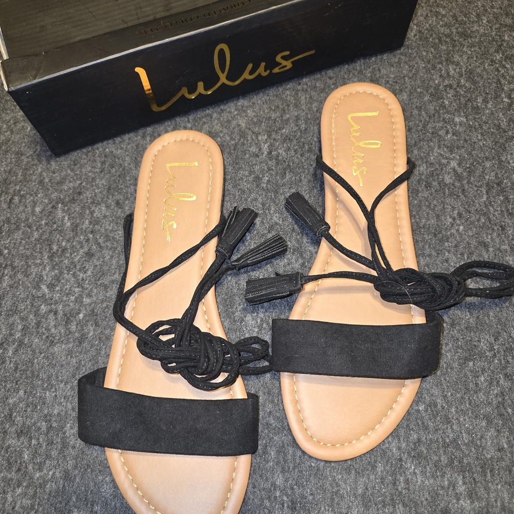 Lulu's Black Suede Leyla Women's Sandals